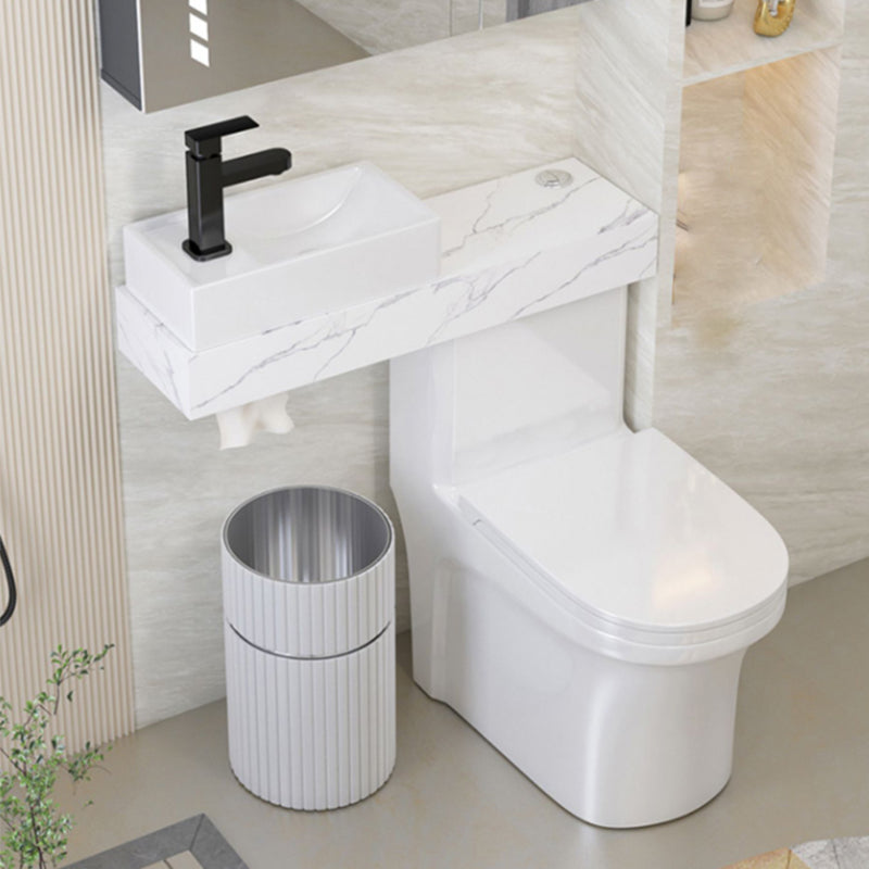 Contemporary Ceramic Flush Toilet White Floor Mounted Urine Toilet with Seat for Washroom Cold/Hot Water Dispensor ( Left) Clearhalo 'Bathroom Remodel & Bathroom Fixtures' 'Home Improvement' 'home_improvement' 'home_improvement_toilets' 'Toilets & Bidets' 'Toilets' 7001942