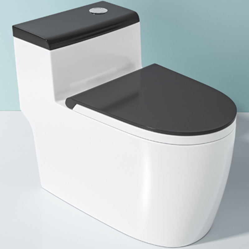 Traditional Ceramic Flush Toilet Floor Mount Urine Toilet for Washroom Black/ White 14" Clearhalo 'Bathroom Remodel & Bathroom Fixtures' 'Home Improvement' 'home_improvement' 'home_improvement_toilets' 'Toilets & Bidets' 'Toilets' 7001985
