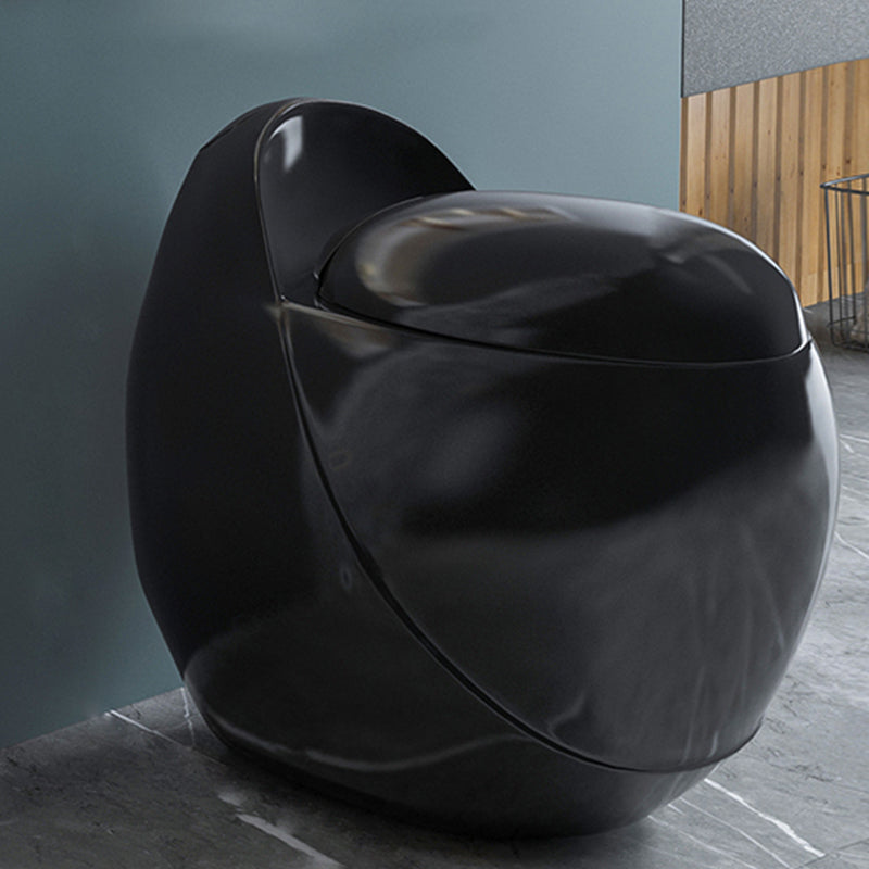 Contemporary Floor Mounted Flush Toilet Seat Included Toilet Bowl for Washroom Black Clearhalo 'Bathroom Remodel & Bathroom Fixtures' 'Home Improvement' 'home_improvement' 'home_improvement_toilets' 'Toilets & Bidets' 'Toilets' 7002011