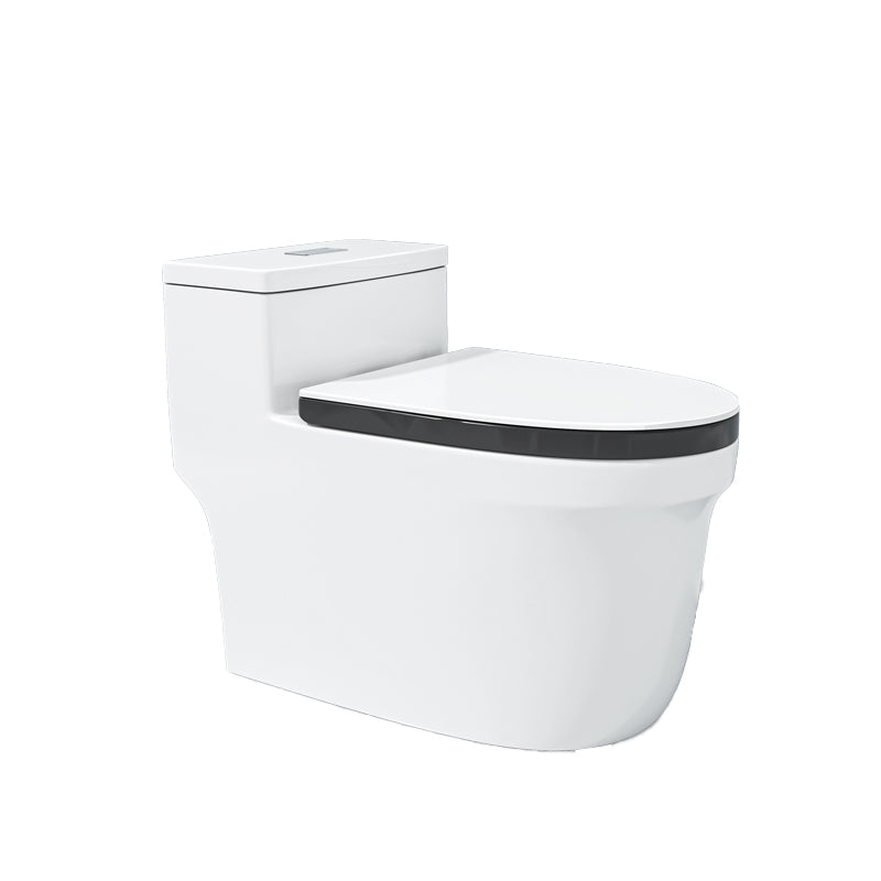 Traditional Ceramic Toilet Floor Mount Urine Toilet with Slow Close Seat for Washroom Black/ White Clearhalo 'Bathroom Remodel & Bathroom Fixtures' 'Home Improvement' 'home_improvement' 'home_improvement_toilets' 'Toilets & Bidets' 'Toilets' 7002047
