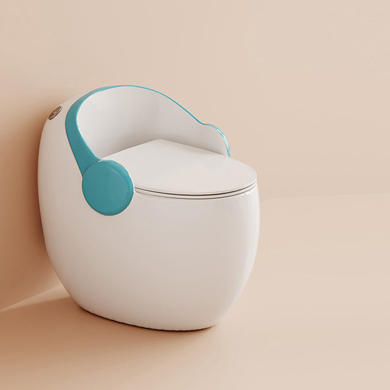 Contemporary Floor Mount Flush Toilet Seat Included Toilet Bowl for Washroom Blue Clearhalo 'Bathroom Remodel & Bathroom Fixtures' 'Home Improvement' 'home_improvement' 'home_improvement_toilets' 'Toilets & Bidets' 'Toilets' 7002127