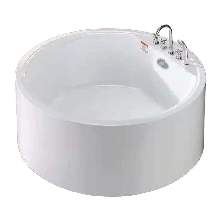 Modern Acrylic Round Bath Freestanding Soaking 22.05-inch Tall Tub in White Clearhalo 'Bathroom Remodel & Bathroom Fixtures' 'Bathtubs' 'Home Improvement' 'home_improvement' 'home_improvement_bathtubs' 'Showers & Bathtubs' 7003368