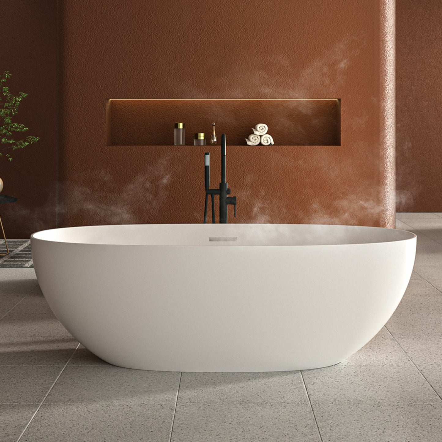 Freestanding Modern Soaking Bathtub Antique Finish Oval Bath Tub Oval Clearhalo 'Bathroom Remodel & Bathroom Fixtures' 'Bathtubs' 'Home Improvement' 'home_improvement' 'home_improvement_bathtubs' 'Showers & Bathtubs' 7003377