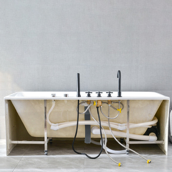 Modern Acrylic Rectangular Bath Soaking White BathTub with Overflow Trim Clearhalo 'Bathroom Remodel & Bathroom Fixtures' 'Bathtubs' 'Home Improvement' 'home_improvement' 'home_improvement_bathtubs' 'Showers & Bathtubs' 7003410