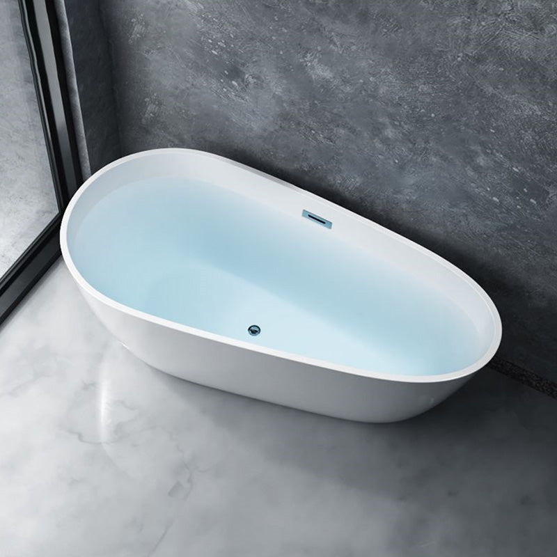 White Bathtub Freestanding Acrylic Soaking Oval Modern Center Bath Tub Clearhalo 'Bathroom Remodel & Bathroom Fixtures' 'Bathtubs' 'Home Improvement' 'home_improvement' 'home_improvement_bathtubs' 'Showers & Bathtubs' 7003417