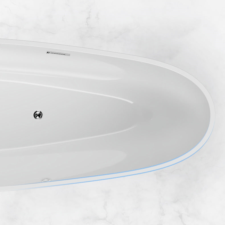 White Bathtub Freestanding Acrylic Soaking Oval Modern Center Bath Clearhalo 'Bathroom Remodel & Bathroom Fixtures' 'Bathtubs' 'Home Improvement' 'home_improvement' 'home_improvement_bathtubs' 'Showers & Bathtubs' 7003424