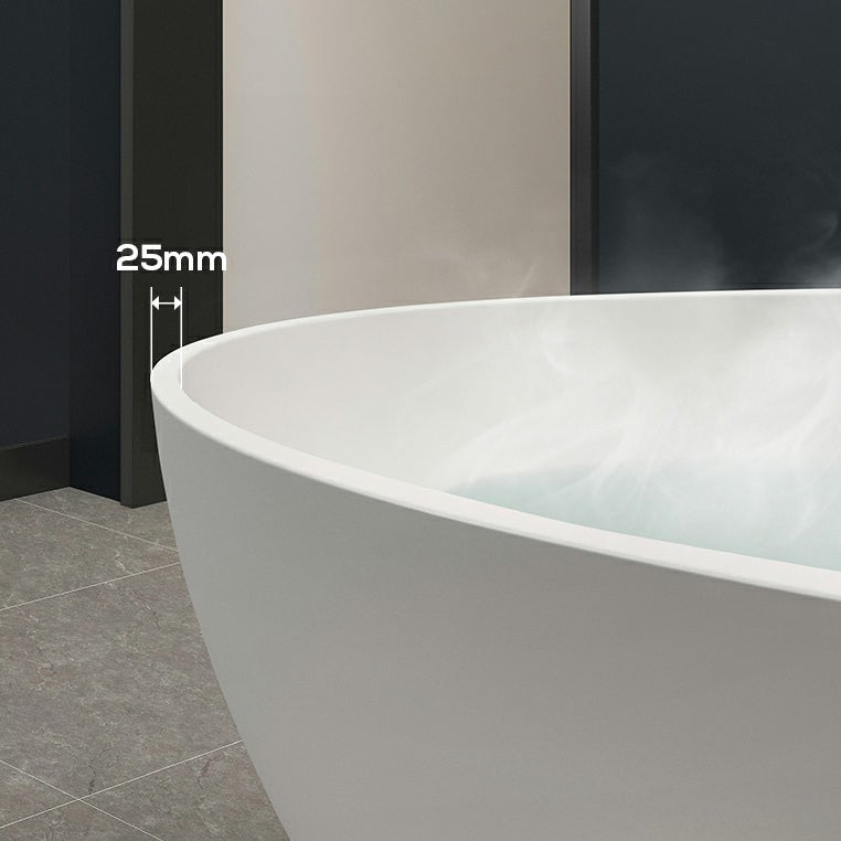 Modern Stone Oval Bath Freestanding Soaking Bathtub in White Clearhalo 'Bathroom Remodel & Bathroom Fixtures' 'Bathtubs' 'Home Improvement' 'home_improvement' 'home_improvement_bathtubs' 'Showers & Bathtubs' 7003594