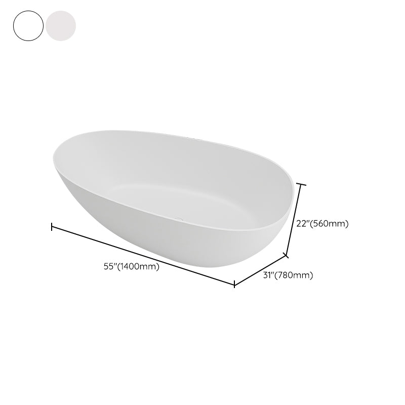 Modern Stone Oval Bath Freestanding Soaking Bathtub in White Clearhalo 'Bathroom Remodel & Bathroom Fixtures' 'Bathtubs' 'Home Improvement' 'home_improvement' 'home_improvement_bathtubs' 'Showers & Bathtubs' 7003605