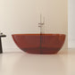 Modern Acrylic Oval Bathtub Soaking Freestanding Center Bathtub Red 63"L x 31"W x 21"H Clearhalo 'Bathroom Remodel & Bathroom Fixtures' 'Bathtubs' 'Home Improvement' 'home_improvement' 'home_improvement_bathtubs' 'Showers & Bathtubs' 7003735