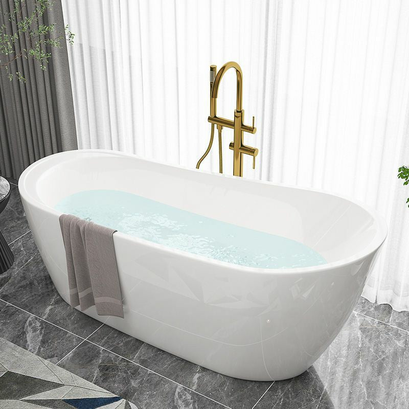 Freestanding Soaking Bathtub Antique Finish Oval Modern Bath Tub Gold Tub with Freestanding Tub Fillers Clearhalo 'Bathroom Remodel & Bathroom Fixtures' 'Bathtubs' 'Home Improvement' 'home_improvement' 'home_improvement_bathtubs' 'Showers & Bathtubs' 7003758