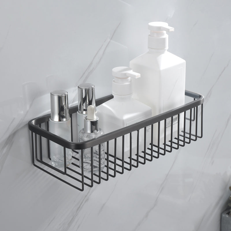 Gray 5-Piece Modern Bathroom Accessory Set in Stainless Steel Square Bath Basket Clearhalo 'Bathroom Hardware Sets' 'Bathroom Hardware' 'Bathroom Remodel & Bathroom Fixtures' 'bathroom_hardware_sets' 'Home Improvement' 'home_improvement' 'home_improvement_bathroom_hardware_sets' 7003851