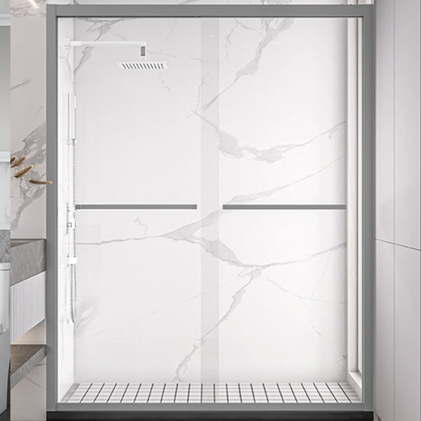 Modern Double Sliding Shower Door Frame Clear Metal Shower Bath Door Gun Grey Clearhalo 'Bathroom Remodel & Bathroom Fixtures' 'Home Improvement' 'home_improvement' 'home_improvement_shower_tub_doors' 'Shower and Tub Doors' 'shower_tub_doors' 'Showers & Bathtubs' 7007336