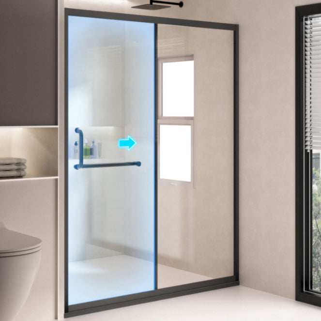 One-shaped Sliding Shower Doors Transparent Tempered Glass Shower Door Clearhalo 'Bathroom Remodel & Bathroom Fixtures' 'Home Improvement' 'home_improvement' 'home_improvement_shower_tub_doors' 'Shower and Tub Doors' 'shower_tub_doors' 'Showers & Bathtubs' 7007353