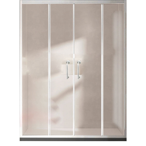 One-shaped Sliding Shower Doors Transparent Tempered Glass Shower Door Silver Symmetrical Clearhalo 'Bathroom Remodel & Bathroom Fixtures' 'Home Improvement' 'home_improvement' 'home_improvement_shower_tub_doors' 'Shower and Tub Doors' 'shower_tub_doors' 'Showers & Bathtubs' 7007357