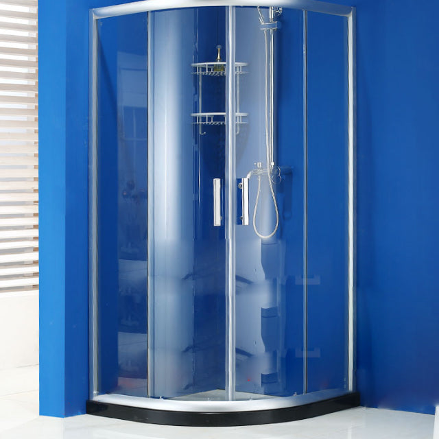 Round Double Sliding Door Shower Enclosure Tempered Glass Shower Enclosure Door Seal Included Clear Glass Clearhalo 'Bathroom Remodel & Bathroom Fixtures' 'Home Improvement' 'home_improvement' 'home_improvement_shower_stalls_enclosures' 'Shower Stalls & Enclosures' 'shower_stalls_enclosures' 'Showers & Bathtubs' 7007373