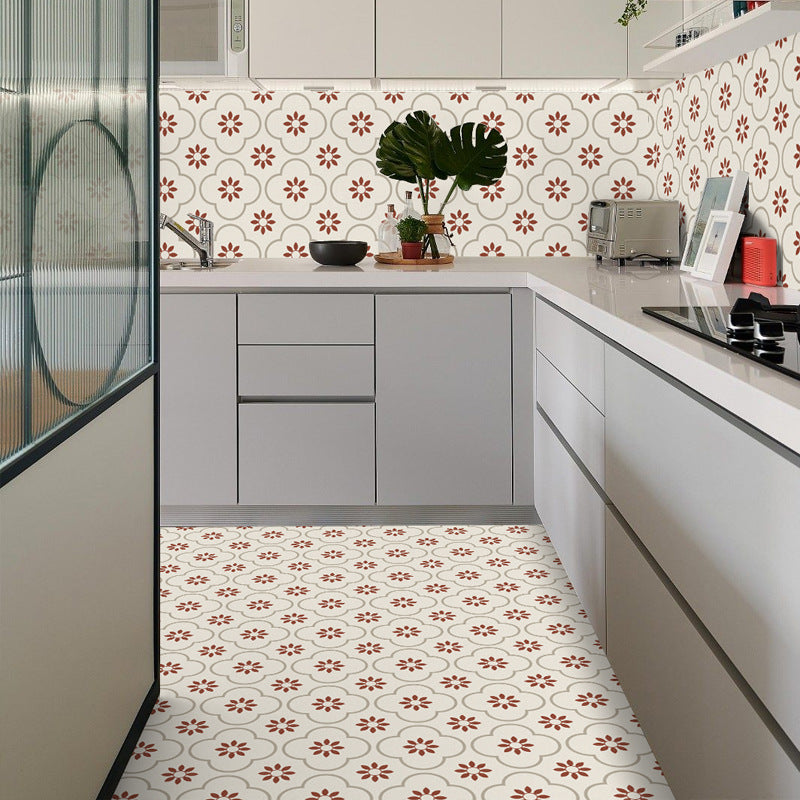 Peel & Stick Vinyl Flooring Light Patterned Vinyl Flooring with Square Edge Red-Yellow 20-Piece Set Clearhalo 'Flooring 'Home Improvement' 'home_improvement' 'home_improvement_vinyl_flooring' 'Vinyl Flooring' 'vinyl_flooring' Walls and Ceiling' 7010463