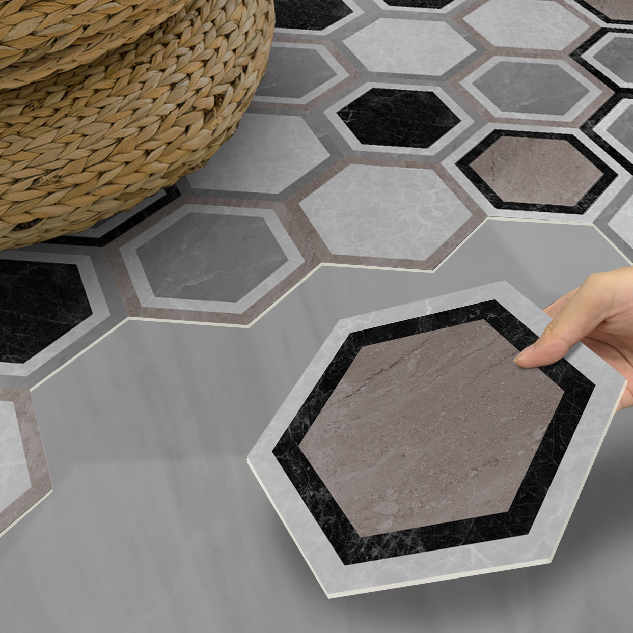 Peel & Stick Vinyl Flooring Matte Dark Vinyl Flooring with Brick Look Clearhalo 'Flooring 'Home Improvement' 'home_improvement' 'home_improvement_vinyl_flooring' 'Vinyl Flooring' 'vinyl_flooring' Walls and Ceiling' 7010509