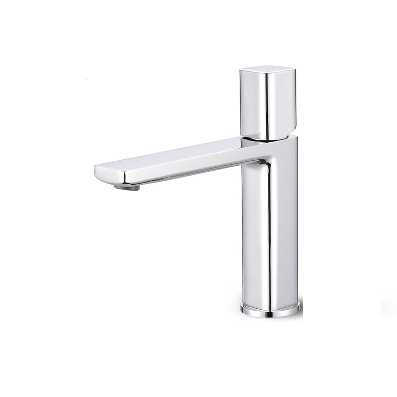 Modern Knob Handle Sink Faucet White Brass Bathroom Sink Faucet Silver Short Clearhalo 'Bathroom Remodel & Bathroom Fixtures' 'Bathroom Sink Faucets' 'Bathroom Sinks & Faucet Components' 'bathroom_sink_faucets' 'Home Improvement' 'home_improvement' 'home_improvement_bathroom_sink_faucets' 7010629