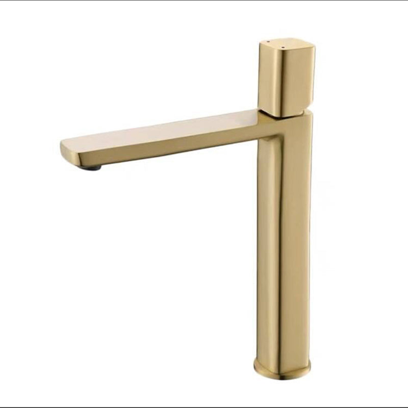 Modern Knob Handle Sink Faucet White Brass Bathroom Sink Faucet Gold Tall Clearhalo 'Bathroom Remodel & Bathroom Fixtures' 'Bathroom Sink Faucets' 'Bathroom Sinks & Faucet Components' 'bathroom_sink_faucets' 'Home Improvement' 'home_improvement' 'home_improvement_bathroom_sink_faucets' 7010632