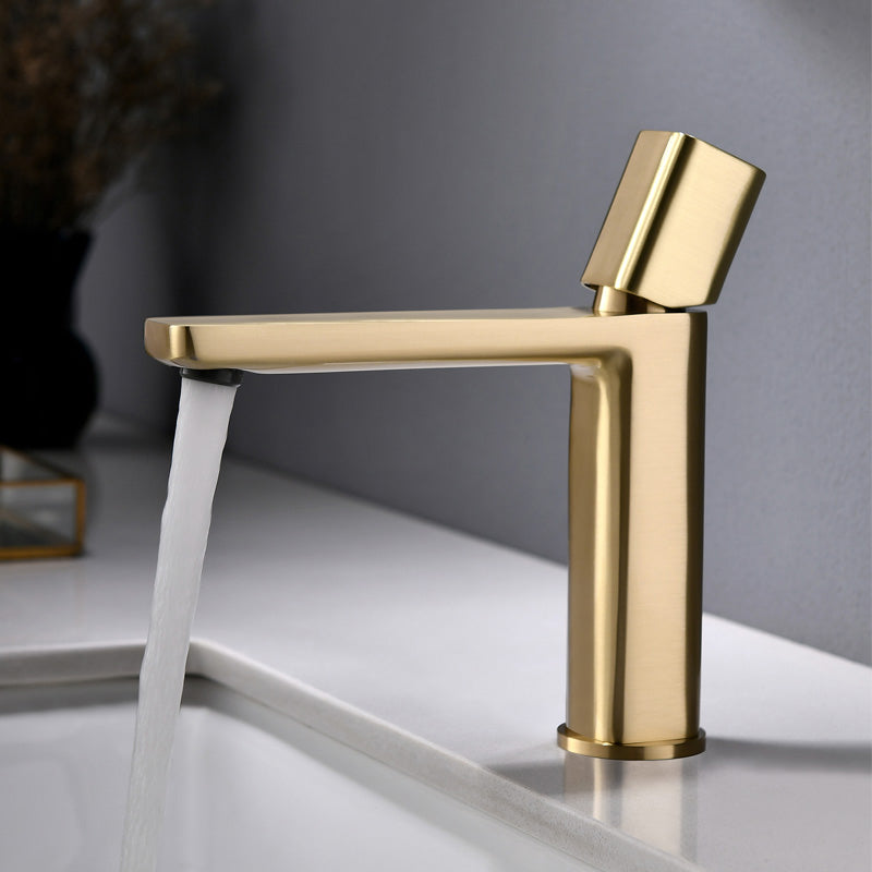 Modern Knob Handle Sink Faucet White Brass Bathroom Sink Faucet Gold Short Clearhalo 'Bathroom Remodel & Bathroom Fixtures' 'Bathroom Sink Faucets' 'Bathroom Sinks & Faucet Components' 'bathroom_sink_faucets' 'Home Improvement' 'home_improvement' 'home_improvement_bathroom_sink_faucets' 7010638