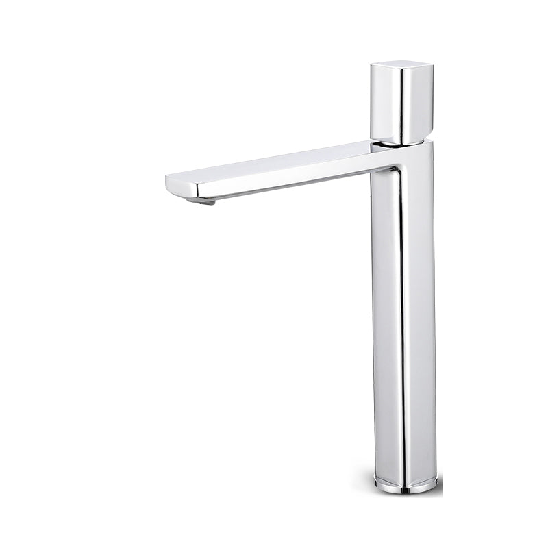 Modern Knob Handle Sink Faucet White Brass Bathroom Sink Faucet Silver Tall Clearhalo 'Bathroom Remodel & Bathroom Fixtures' 'Bathroom Sink Faucets' 'Bathroom Sinks & Faucet Components' 'bathroom_sink_faucets' 'Home Improvement' 'home_improvement' 'home_improvement_bathroom_sink_faucets' 7010643