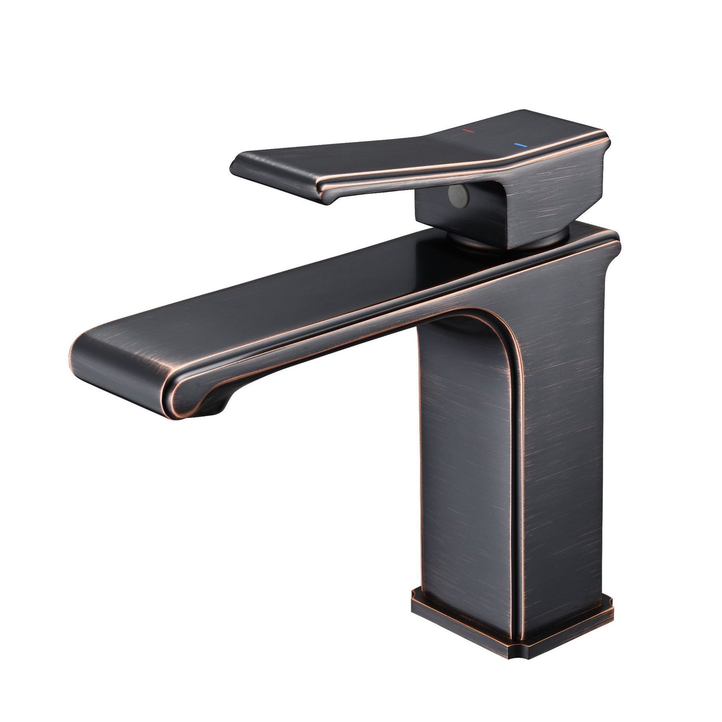 Modern Lever Handles Sink Faucet Chrome Square Bathroom Sink Faucet Bronze Short Clearhalo 'Bathroom Remodel & Bathroom Fixtures' 'Bathroom Sink Faucets' 'Bathroom Sinks & Faucet Components' 'bathroom_sink_faucets' 'Home Improvement' 'home_improvement' 'home_improvement_bathroom_sink_faucets' 7010669
