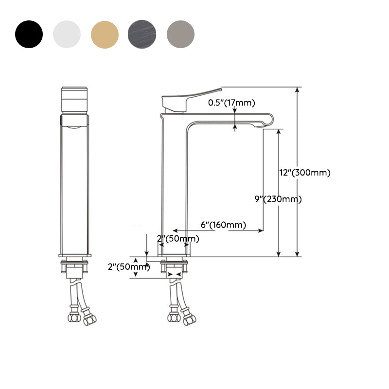 Modern Lever Handles Sink Faucet Chrome Square Bathroom Sink Faucet Clearhalo 'Bathroom Remodel & Bathroom Fixtures' 'Bathroom Sink Faucets' 'Bathroom Sinks & Faucet Components' 'bathroom_sink_faucets' 'Home Improvement' 'home_improvement' 'home_improvement_bathroom_sink_faucets' 7010680