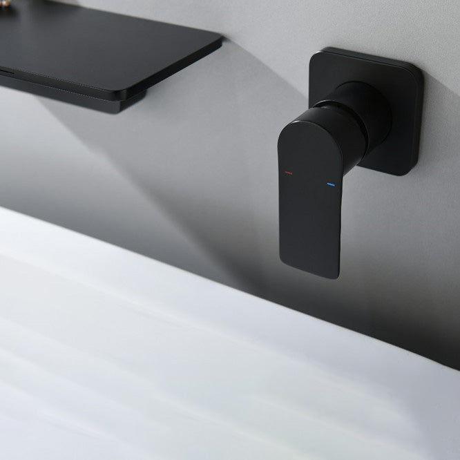 Modern Wall Mounted Bathroom Faucet Waterfall Spout Vessel Sink Faucet Clearhalo 'Bathroom Remodel & Bathroom Fixtures' 'Bathroom Sink Faucets' 'Bathroom Sinks & Faucet Components' 'bathroom_sink_faucets' 'Home Improvement' 'home_improvement' 'home_improvement_bathroom_sink_faucets' 7010691