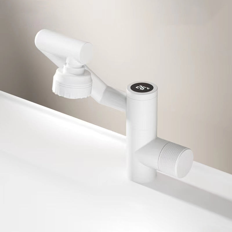 Adjustable Basin Lavatory Faucet Knob Handle Modern Bathroom Faucet White Clearhalo 'Bathroom Remodel & Bathroom Fixtures' 'Bathroom Sink Faucets' 'Bathroom Sinks & Faucet Components' 'bathroom_sink_faucets' 'Home Improvement' 'home_improvement' 'home_improvement_bathroom_sink_faucets' 7010703
