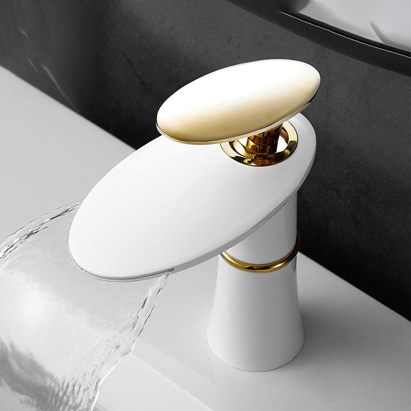 Modern Bathroom Sink Faucet Lever Handle Waterfall Spout Sink Faucet Clearhalo 'Bathroom Remodel & Bathroom Fixtures' 'Bathroom Sink Faucets' 'Bathroom Sinks & Faucet Components' 'bathroom_sink_faucets' 'Home Improvement' 'home_improvement' 'home_improvement_bathroom_sink_faucets' 7010742