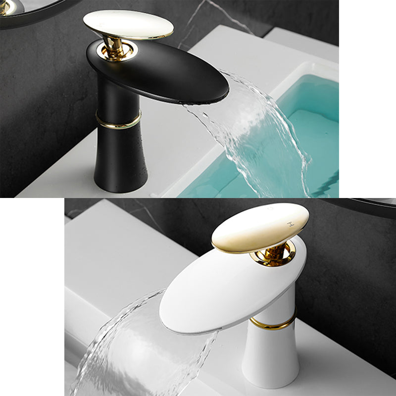 Modern Bathroom Sink Faucet Lever Handle Waterfall Spout Sink Faucet Clearhalo 'Bathroom Remodel & Bathroom Fixtures' 'Bathroom Sink Faucets' 'Bathroom Sinks & Faucet Components' 'bathroom_sink_faucets' 'Home Improvement' 'home_improvement' 'home_improvement_bathroom_sink_faucets' 7010754