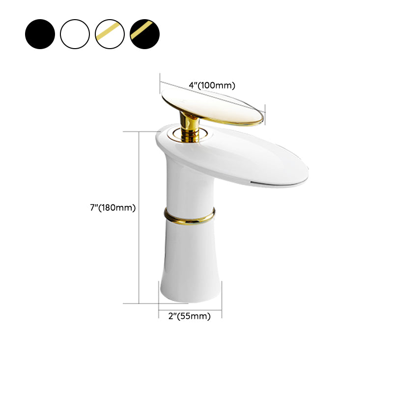 Modern Bathroom Sink Faucet Lever Handle Waterfall Spout Sink Faucet Clearhalo 'Bathroom Remodel & Bathroom Fixtures' 'Bathroom Sink Faucets' 'Bathroom Sinks & Faucet Components' 'bathroom_sink_faucets' 'Home Improvement' 'home_improvement' 'home_improvement_bathroom_sink_faucets' 7010755