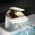Bathroom Sink Faucet Lever Handle Brass Waterfall Spout Sink Faucet White-Gold Clearhalo 'Bathroom Remodel & Bathroom Fixtures' 'Bathroom Sink Faucets' 'Bathroom Sinks & Faucet Components' 'bathroom_sink_faucets' 'Home Improvement' 'home_improvement' 'home_improvement_bathroom_sink_faucets' 7010763