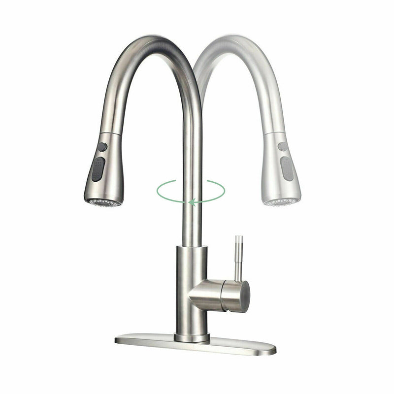 Kitchen Sink Faucet Swivel Spout with Pull Down Sprayer (Not Included Deck Plate) Clearhalo 'Home Improvement' 'home_improvement' 'home_improvement_kitchen_faucets' 'Kitchen Faucets' 'Kitchen Remodel & Kitchen Fixtures' 'Kitchen Sinks & Faucet Components' 'kitchen_faucets' 7010775