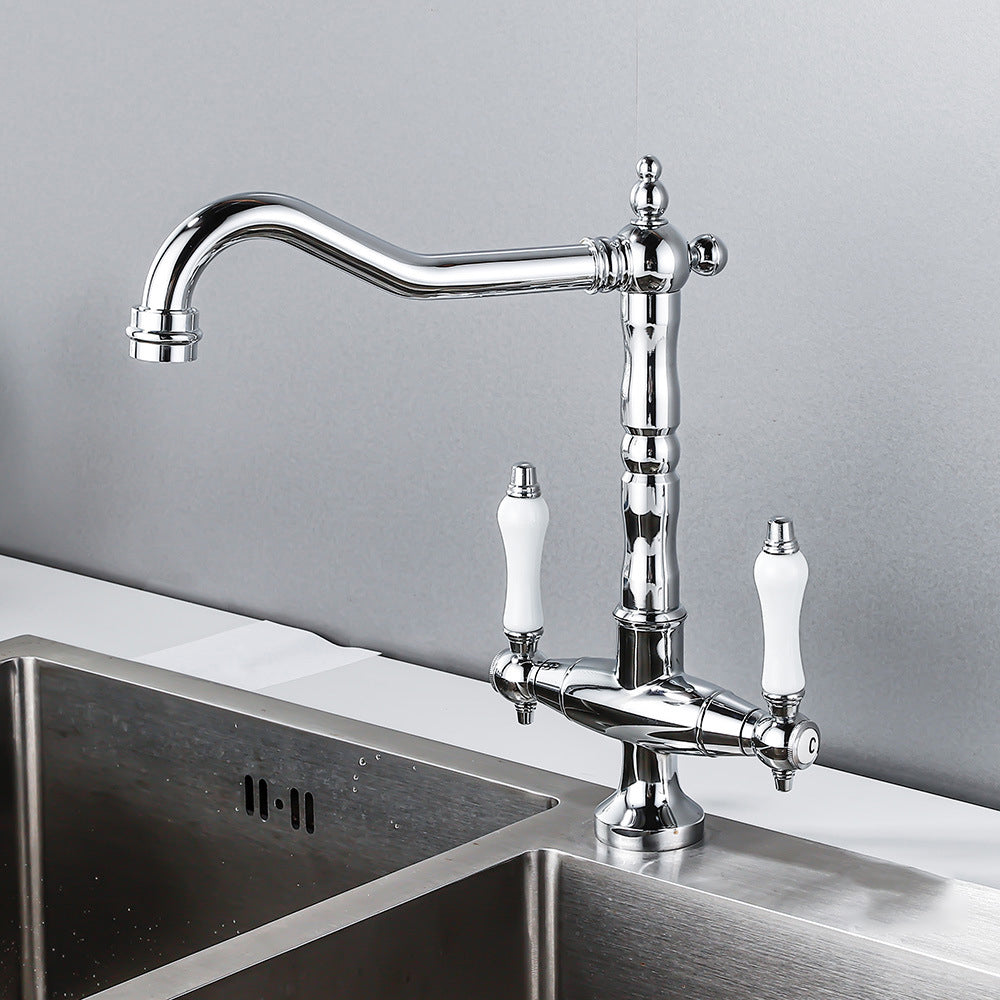 Traditional Kitchen Bar Faucet Double Handle High Arch No Sensor Bar Faucet Clearhalo 'Home Improvement' 'home_improvement' 'home_improvement_kitchen_faucets' 'Kitchen Faucets' 'Kitchen Remodel & Kitchen Fixtures' 'Kitchen Sinks & Faucet Components' 'kitchen_faucets' 7010780