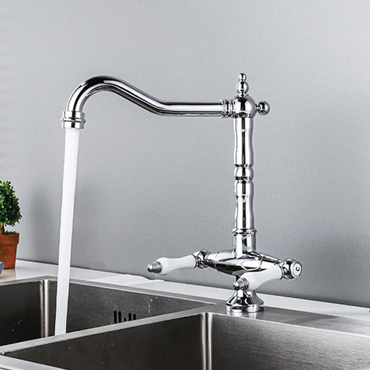 Traditional Kitchen Bar Faucet Double Handle High Arch No Sensor Bar Faucet Clearhalo 'Home Improvement' 'home_improvement' 'home_improvement_kitchen_faucets' 'Kitchen Faucets' 'Kitchen Remodel & Kitchen Fixtures' 'Kitchen Sinks & Faucet Components' 'kitchen_faucets' 7010782