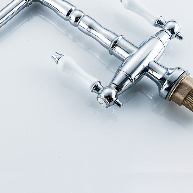 Traditional Kitchen Bar Faucet Double Handle High Arch No Sensor Bar Faucet Clearhalo 'Home Improvement' 'home_improvement' 'home_improvement_kitchen_faucets' 'Kitchen Faucets' 'Kitchen Remodel & Kitchen Fixtures' 'Kitchen Sinks & Faucet Components' 'kitchen_faucets' 7010785