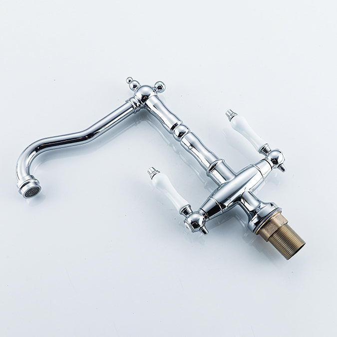 Traditional Kitchen Bar Faucet Double Handle High Arch No Sensor Bar Faucet Clearhalo 'Home Improvement' 'home_improvement' 'home_improvement_kitchen_faucets' 'Kitchen Faucets' 'Kitchen Remodel & Kitchen Fixtures' 'Kitchen Sinks & Faucet Components' 'kitchen_faucets' 7010786