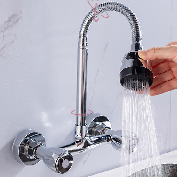 Pre-Rinse High-Arc Kitchen Faucet Double Handle Bridge Kitchen Faucet Clearhalo 'Home Improvement' 'home_improvement' 'home_improvement_kitchen_faucets' 'Kitchen Faucets' 'Kitchen Remodel & Kitchen Fixtures' 'Kitchen Sinks & Faucet Components' 'kitchen_faucets' 7010819