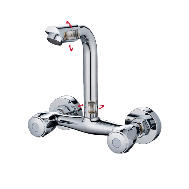 Pre-Rinse High-Arc Kitchen Faucet Double Handle Bridge Kitchen Faucet 7.5" Without Accessories Clearhalo 'Home Improvement' 'home_improvement' 'home_improvement_kitchen_faucets' 'Kitchen Faucets' 'Kitchen Remodel & Kitchen Fixtures' 'Kitchen Sinks & Faucet Components' 'kitchen_faucets' 7010820