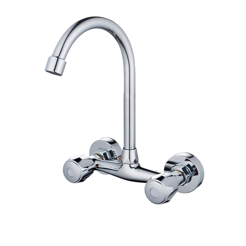 Pre-Rinse High-Arc Kitchen Faucet Double Handle Bridge Kitchen Faucet 9.8" Without Accessories Clearhalo 'Home Improvement' 'home_improvement' 'home_improvement_kitchen_faucets' 'Kitchen Faucets' 'Kitchen Remodel & Kitchen Fixtures' 'Kitchen Sinks & Faucet Components' 'kitchen_faucets' 7010821