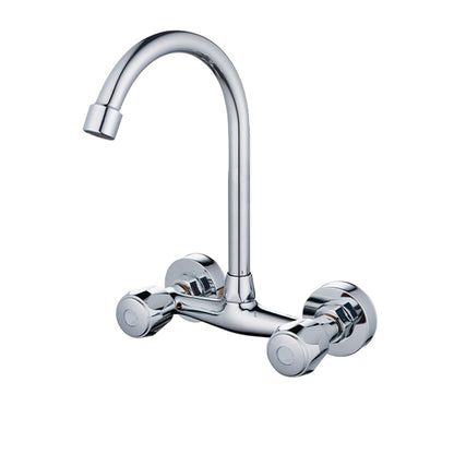 Pre-Rinse High-Arc Kitchen Faucet Double Handle Bridge Kitchen Faucet 9.8" Without Accessories Clearhalo 'Home Improvement' 'home_improvement' 'home_improvement_kitchen_faucets' 'Kitchen Faucets' 'Kitchen Remodel & Kitchen Fixtures' 'Kitchen Sinks & Faucet Components' 'kitchen_faucets' 7010821