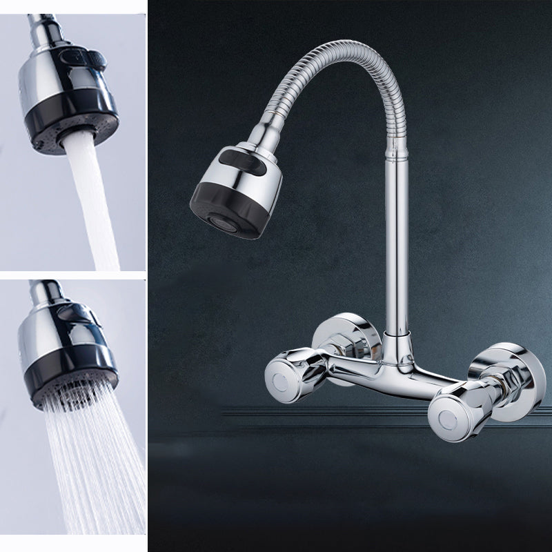 Pre-Rinse High-Arc Kitchen Faucet Double Handle Bridge Kitchen Faucet Clearhalo 'Home Improvement' 'home_improvement' 'home_improvement_kitchen_faucets' 'Kitchen Faucets' 'Kitchen Remodel & Kitchen Fixtures' 'Kitchen Sinks & Faucet Components' 'kitchen_faucets' 7010822