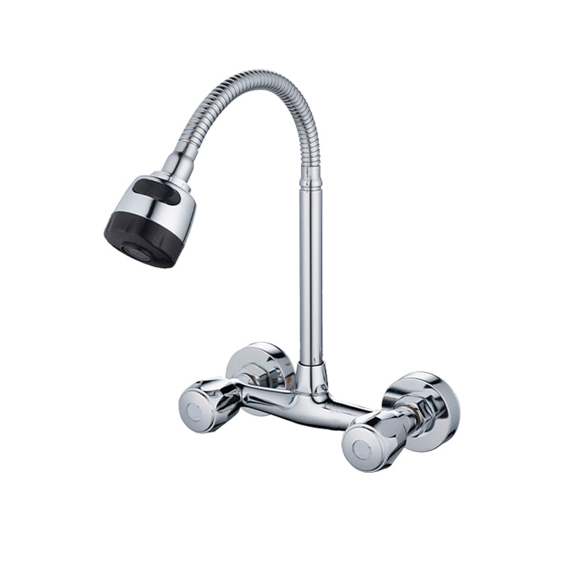 Pre-Rinse High-Arc Kitchen Faucet Double Handle Bridge Kitchen Faucet 19" Without Accessories Clearhalo 'Home Improvement' 'home_improvement' 'home_improvement_kitchen_faucets' 'Kitchen Faucets' 'Kitchen Remodel & Kitchen Fixtures' 'Kitchen Sinks & Faucet Components' 'kitchen_faucets' 7010824