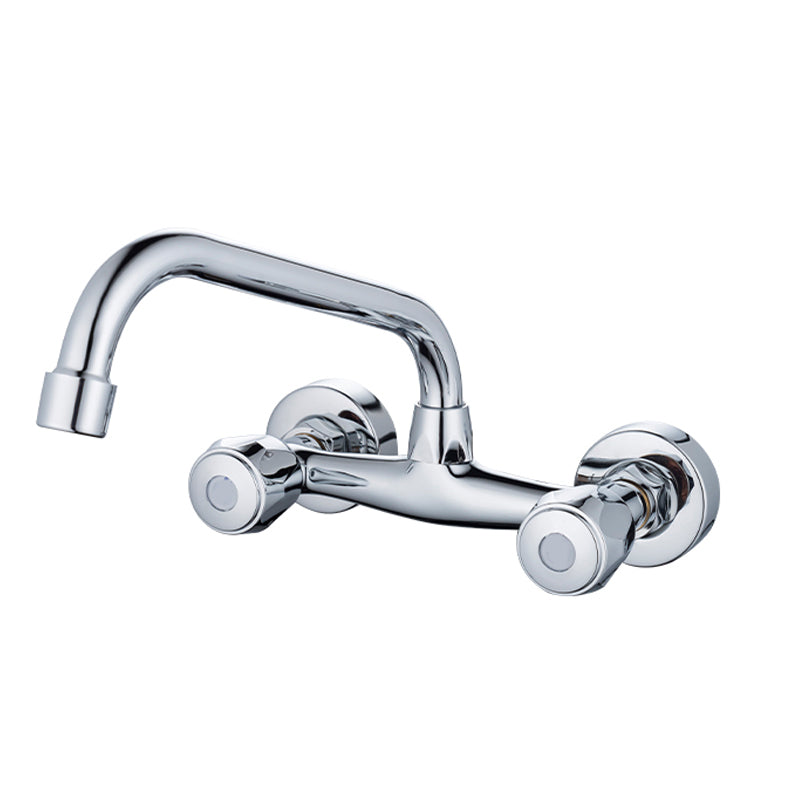 Pre-Rinse High-Arc Kitchen Faucet Double Handle Bridge Kitchen Faucet 5.1" Without Accessories Clearhalo 'Home Improvement' 'home_improvement' 'home_improvement_kitchen_faucets' 'Kitchen Faucets' 'Kitchen Remodel & Kitchen Fixtures' 'Kitchen Sinks & Faucet Components' 'kitchen_faucets' 7010825