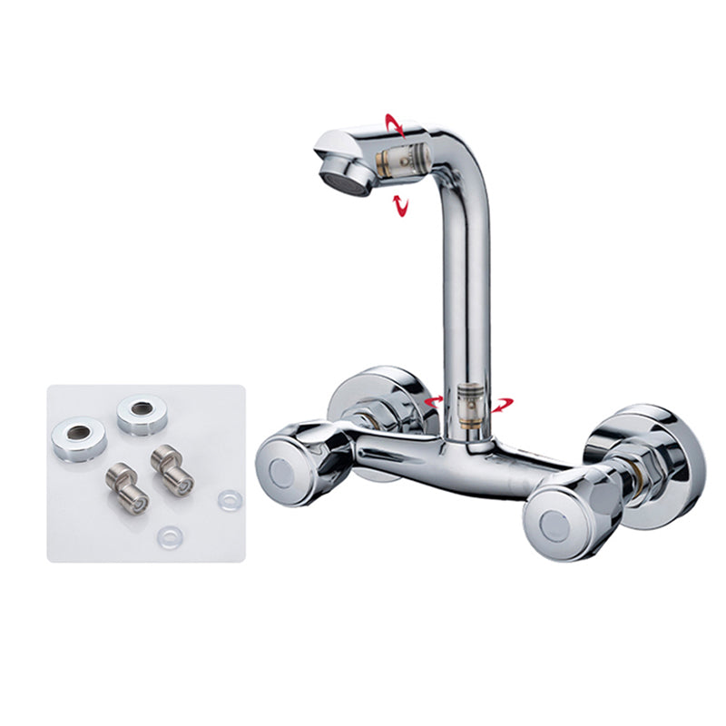 Pre-Rinse High-Arc Kitchen Faucet Double Handle Bridge Kitchen Faucet 7.5" With Accessories Clearhalo 'Home Improvement' 'home_improvement' 'home_improvement_kitchen_faucets' 'Kitchen Faucets' 'Kitchen Remodel & Kitchen Fixtures' 'Kitchen Sinks & Faucet Components' 'kitchen_faucets' 7010827