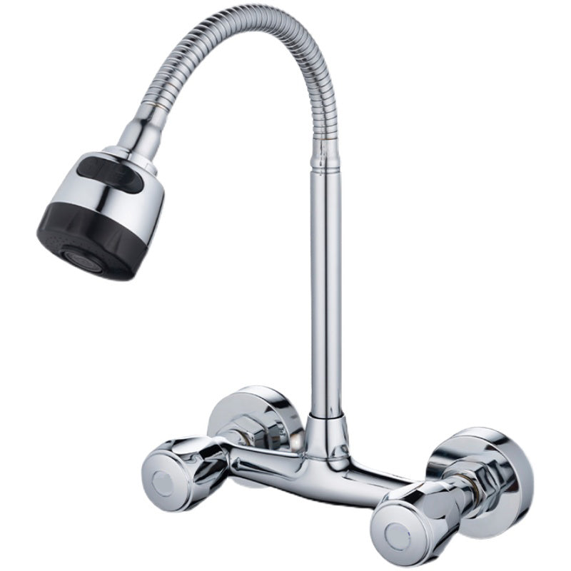Pre-Rinse High-Arc Kitchen Faucet Double Handle Bridge Kitchen Faucet Clearhalo 'Home Improvement' 'home_improvement' 'home_improvement_kitchen_faucets' 'Kitchen Faucets' 'Kitchen Remodel & Kitchen Fixtures' 'Kitchen Sinks & Faucet Components' 'kitchen_faucets' 7010828