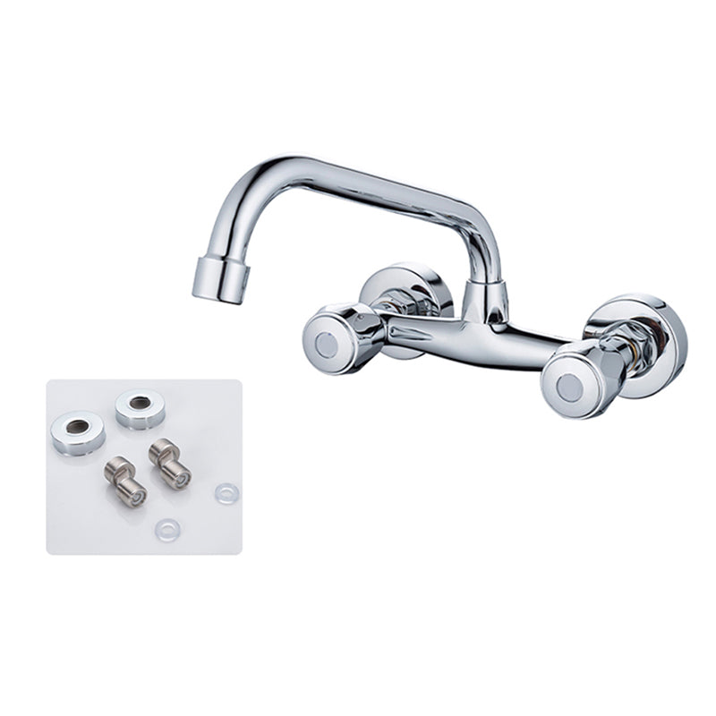 Pre-Rinse High-Arc Kitchen Faucet Double Handle Bridge Kitchen Faucet 5.1" With Accessories Clearhalo 'Home Improvement' 'home_improvement' 'home_improvement_kitchen_faucets' 'Kitchen Faucets' 'Kitchen Remodel & Kitchen Fixtures' 'Kitchen Sinks & Faucet Components' 'kitchen_faucets' 7010833