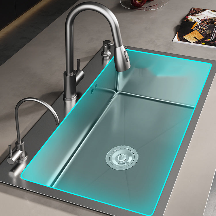 Stainless Steel Kitchen Sink Basket Strainer Top-Mount Single Bowl 3 Holes Kitchen Sink Clearhalo 'Home Improvement' 'home_improvement' 'home_improvement_kitchen_sinks' 'Kitchen Remodel & Kitchen Fixtures' 'Kitchen Sinks & Faucet Components' 'Kitchen Sinks' 'kitchen_sinks' 7010844