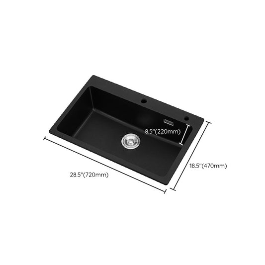 Quartz Kitchen Sink Rectangular Single Bowl Kitchen Sink with Drain Assembly Clearhalo 'Home Improvement' 'home_improvement' 'home_improvement_kitchen_sinks' 'Kitchen Remodel & Kitchen Fixtures' 'Kitchen Sinks & Faucet Components' 'Kitchen Sinks' 'kitchen_sinks' 7010923